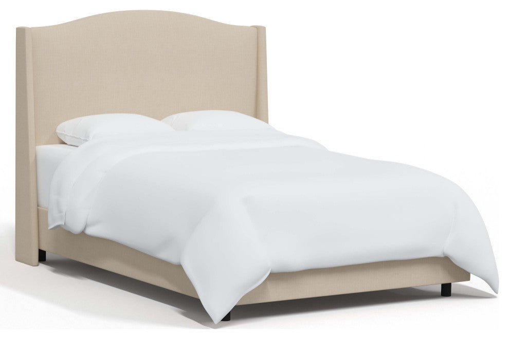 Camelback Wingback Bed, Linen Linen, King