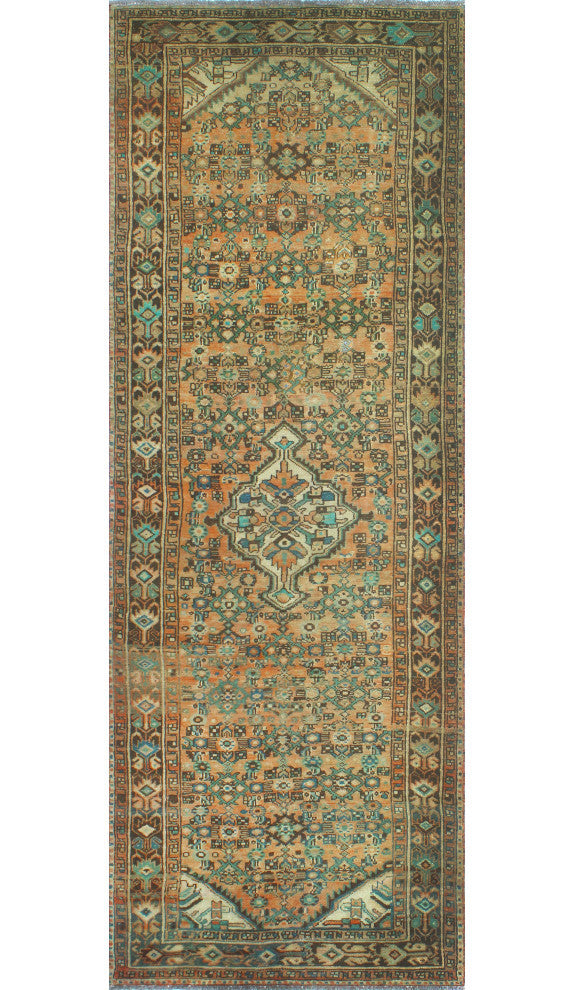 Fine Vintage Distressed Blagdon Rust/Brown Runner, 3'8x10'8