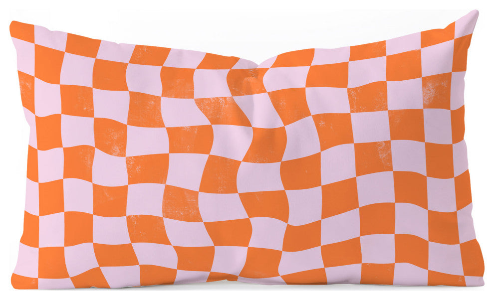 Avenie Warped Checkerboard Oblong Throw Pillow