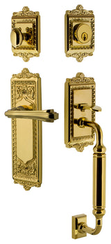 Egg & Dart Plate C Grip Entry Set Fleur Lever, Lifetime Brass, 2-3/8", Left