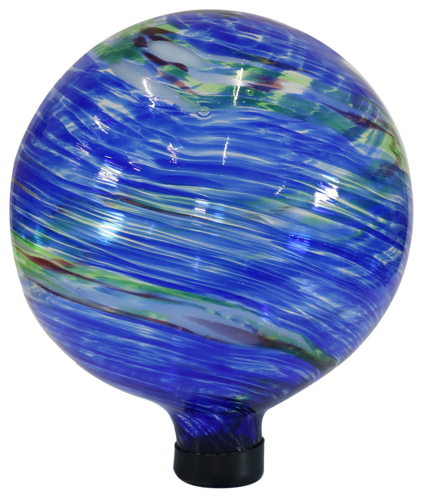 Sunnydaze Garden Gazing Globe Northern Lights Green and Blue Glass Orb, 10"
