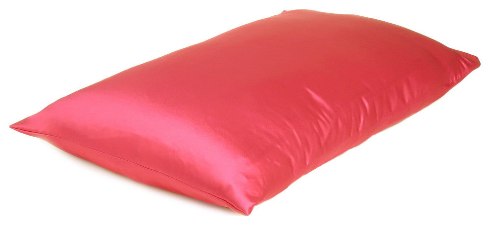 Poppy Red Dreamy Set Of 2 Silky Satin Queen Pillowcases