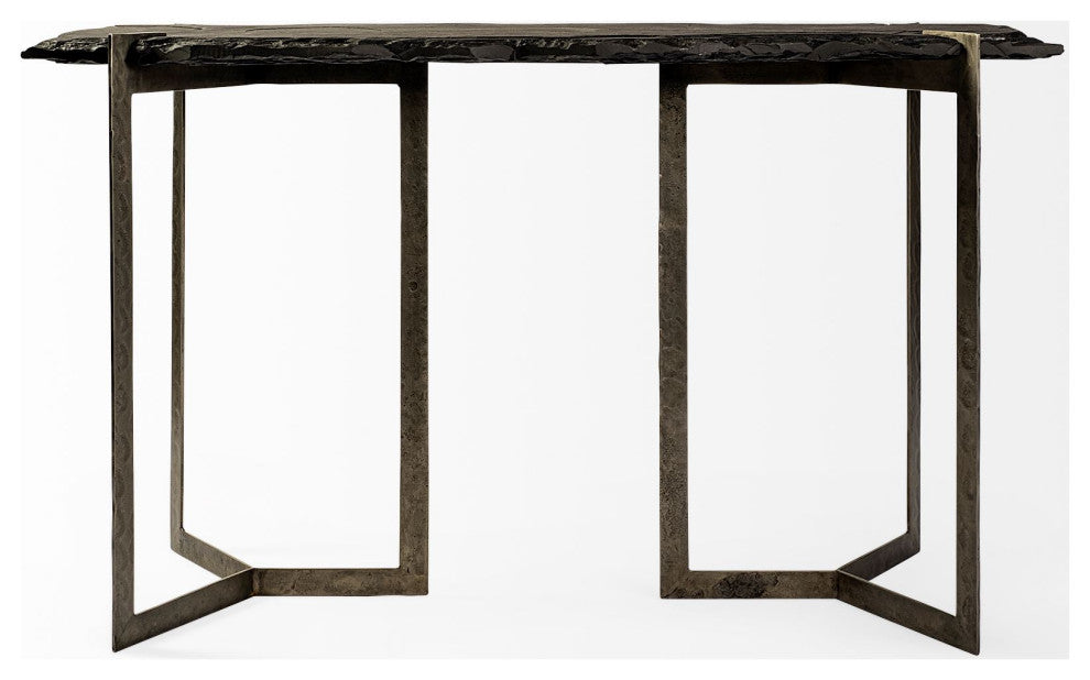 20" Brown Solid Wood 4 Legs Console Table