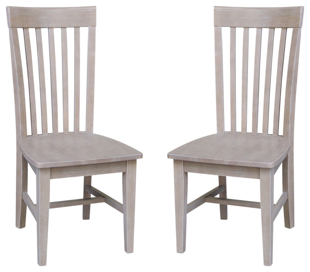 Set of Two Tall Mission Chairs, Washed Gray Taupe