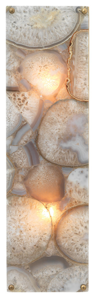Adeline Rectangle Wall Sconce, Agate Resin and Antique Brass