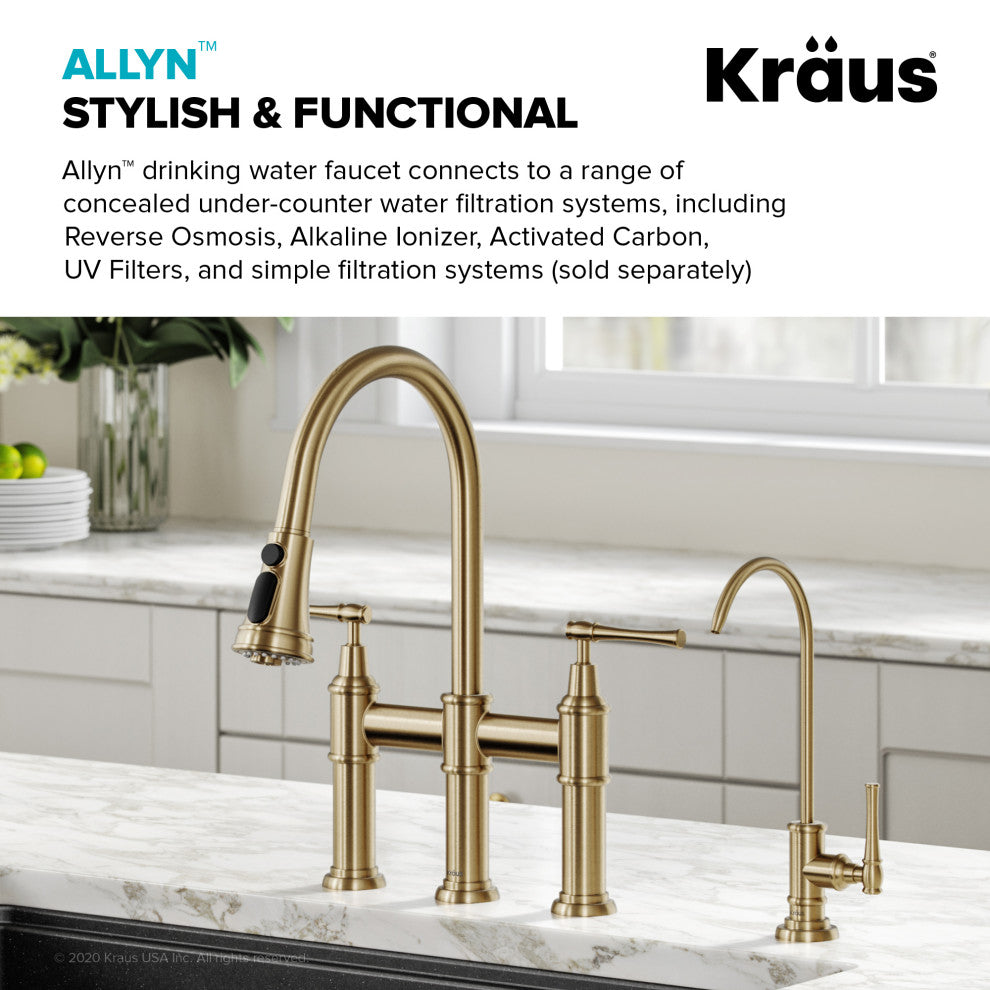 Allyn Drinking Water Dispenser Beverage Kitchen Faucet, Brushed Gold