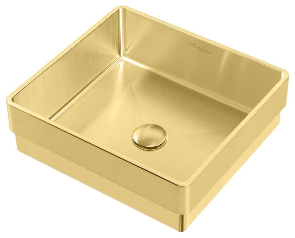 Noah Plus 10 Gauge Frame Squared Semi-Recessed Basin Set, Brass