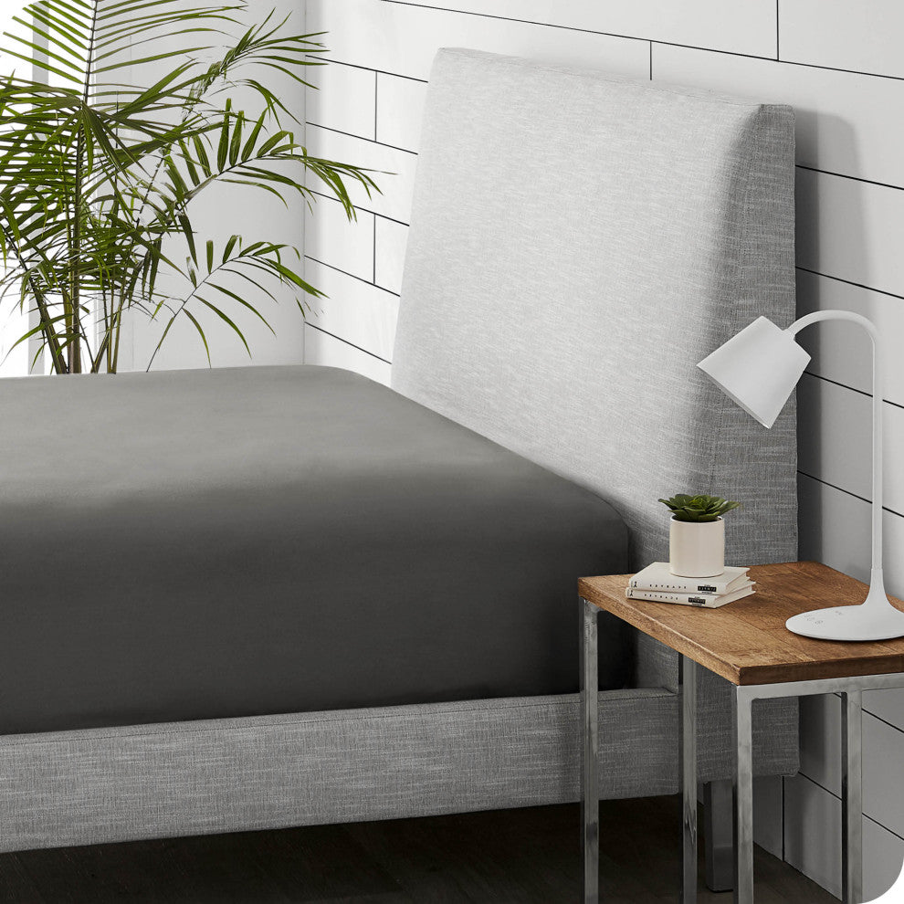 Bare Home Flannel Fitted Bottom Sheet, Gray, King, Set of 5