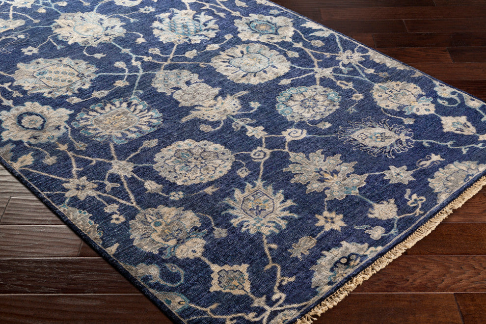 Surya Theodora THO-3006 Traditional Area Rug, Navy, 5' x 8' Rectangle