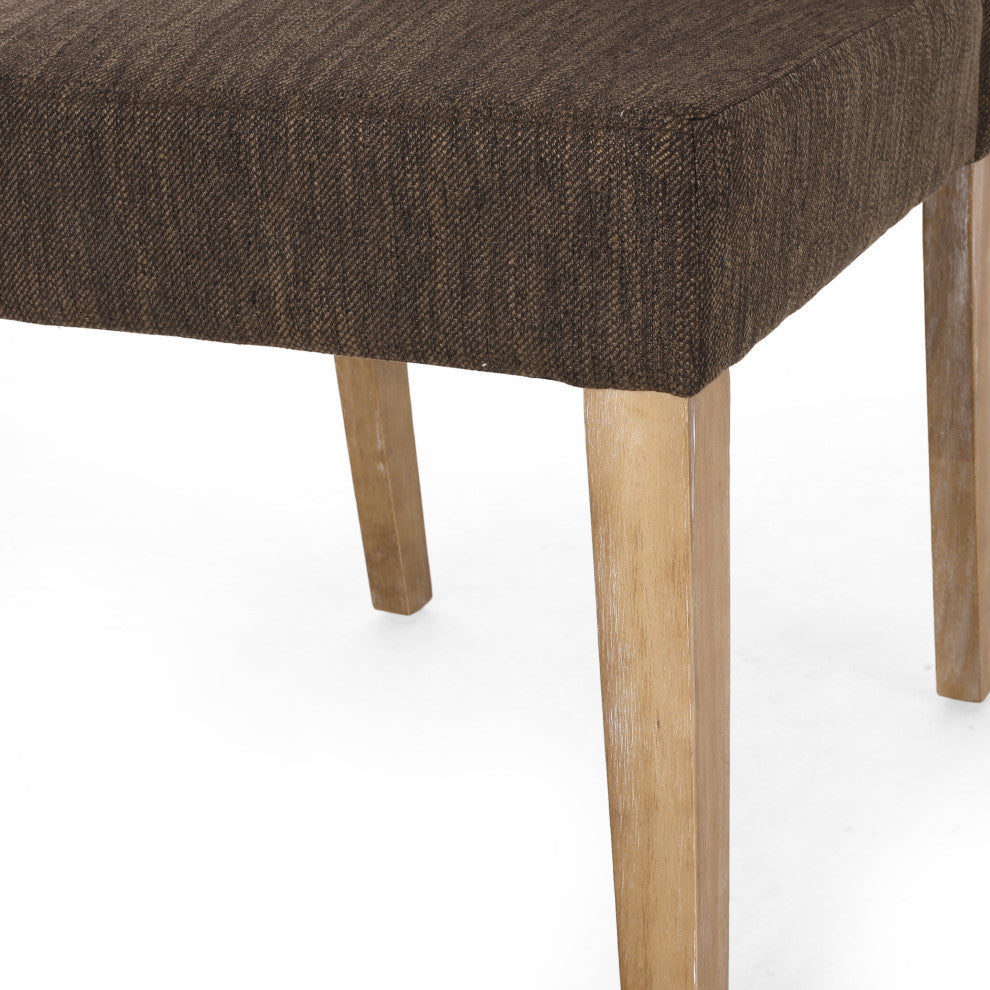 Kuna Contemporary Upholstered Dining Chair, Set of 2, Brown/Weathered Brown