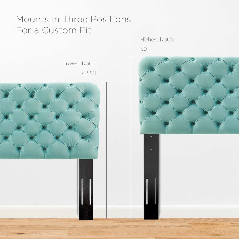 Lizzy Tufted Twin Performance Velvet Headboard Mint