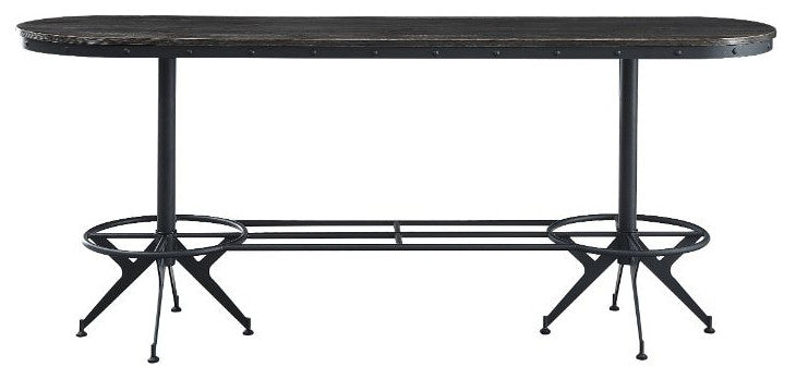 Acme Zangief Counter Height Table Salvaged Brown and Black Finish