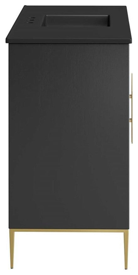 Modway Awaken 48" Solid Wood and MDF Bathroom Vanity in Black