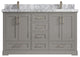 Boston 60 Double Bathroom Vanity in Elephant Skin Gray 2" Carrara Marble