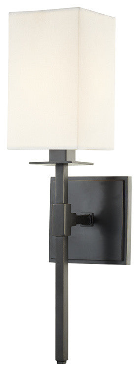 Taunton 1-Light Wall Sconce, Old Bronze Finish, Off White Shade Shade