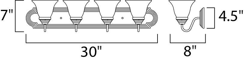 Maxim 8014 Essentials 30"W Bath Light - Polished Chrome / Marble Glass