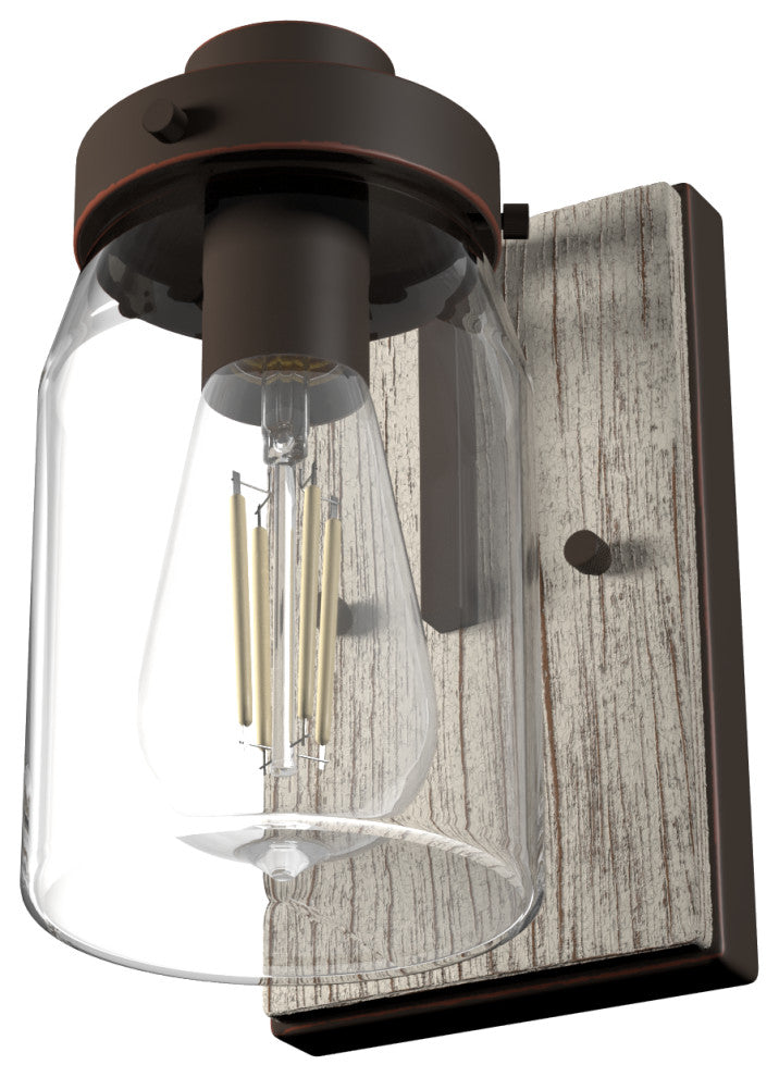 Devon Park Onyx Bengal and Barnwood With Clear Glass 1 Light Sconce Wall