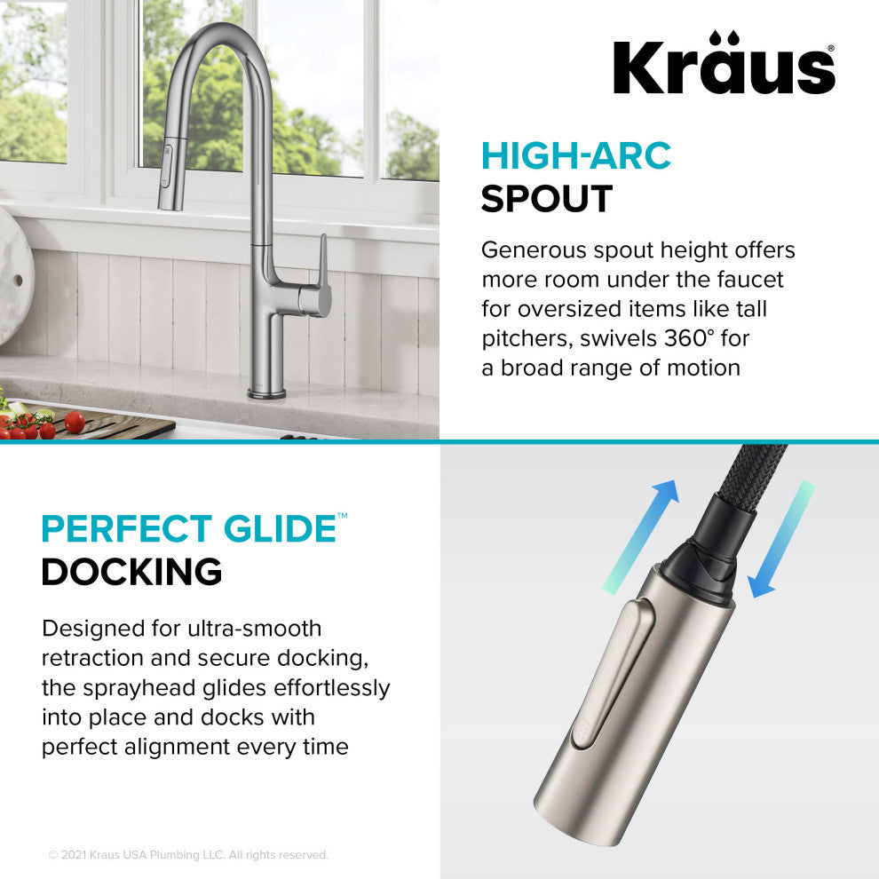 Oletto Pull-Down 1-Hole Kitchen Faucet, Chrome, Model Ktf-3101ch