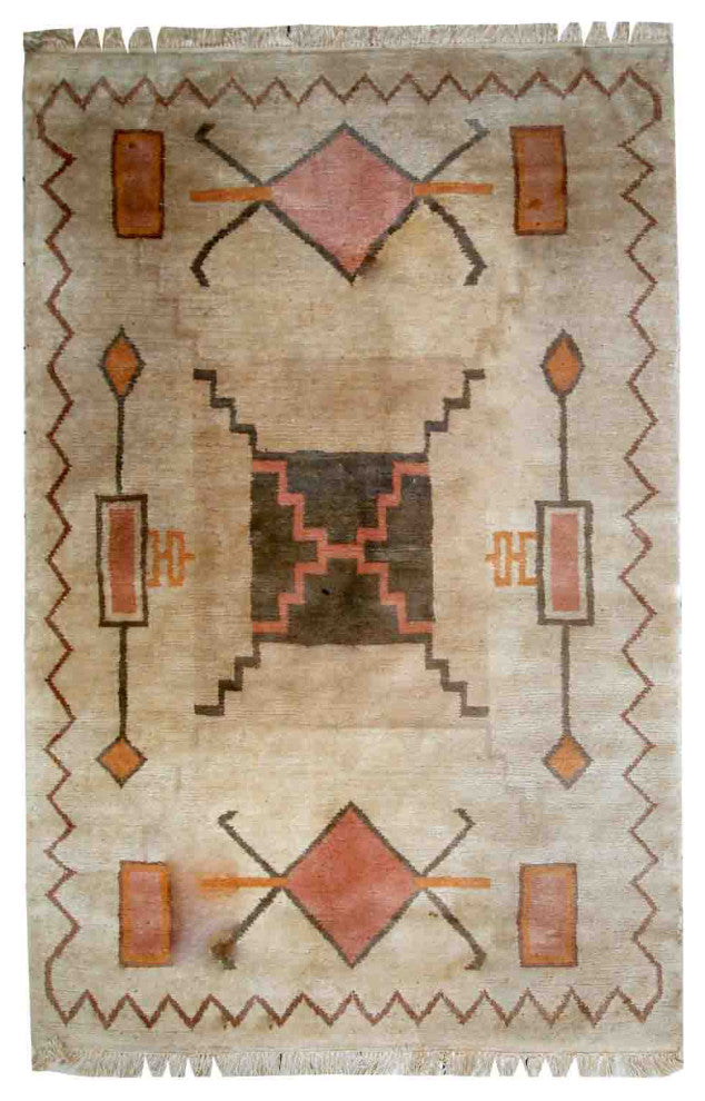 Handmade vintage Tibetan Khaden rug 5.2' x 7.7' (159cm x 237cm) 1960s