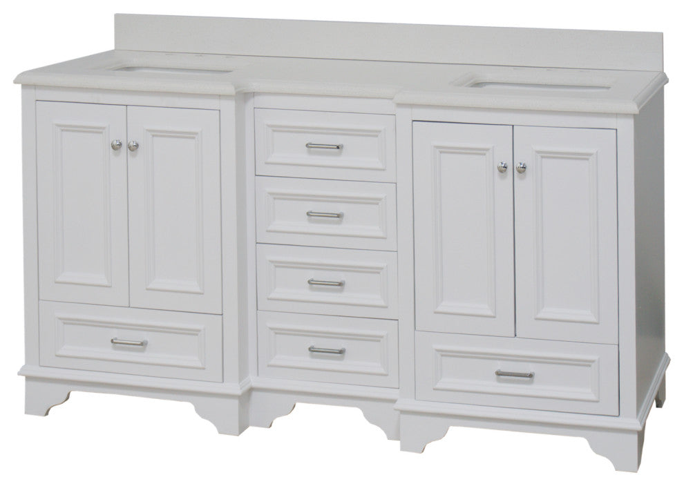 Nantucket 72" Double Bath Vanity, White, Quartz