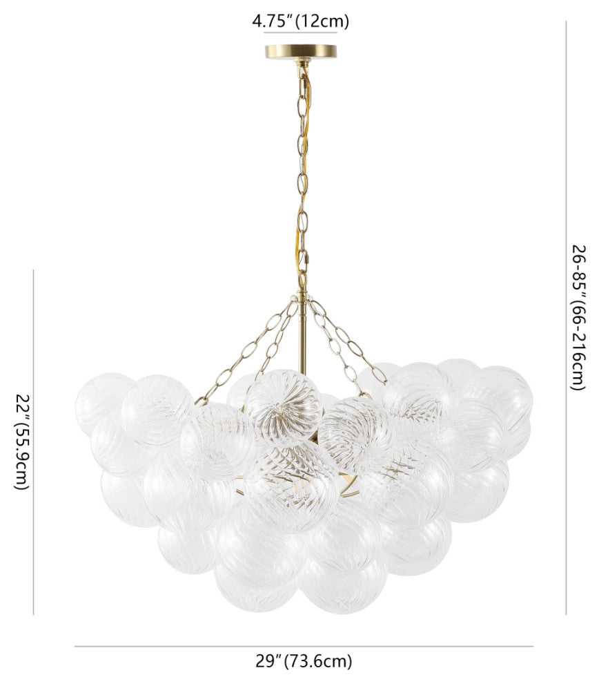 Safavieh Couture Betty Glass Bubbles Chandelier, Brass/Clear
