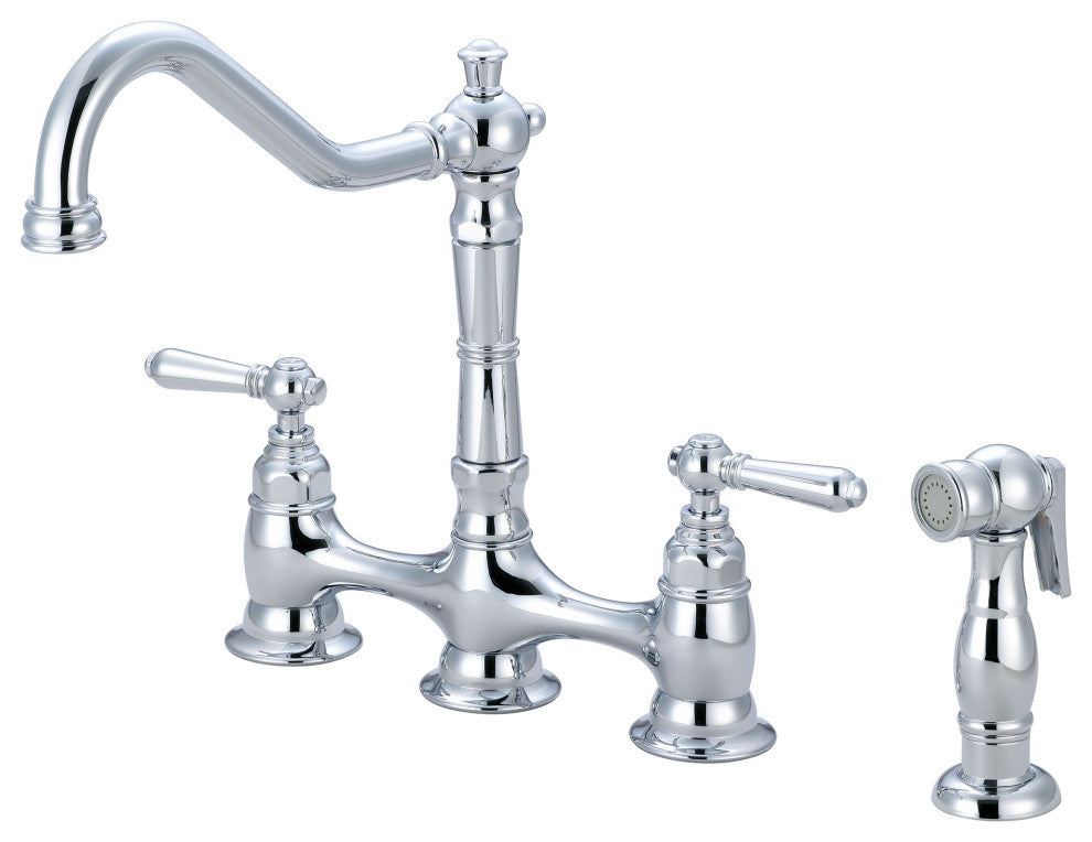 Americana Two Handle Kitchen Bridge Faucet, Polished Chrome