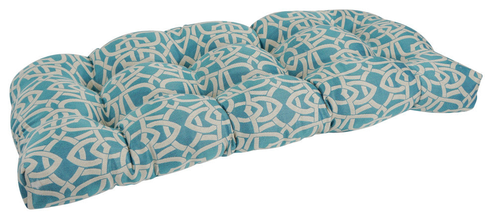 42"X19" U-Shaped Premium Outdoor Tufted Settee/Bench Cushion, Dolan Tuquoise