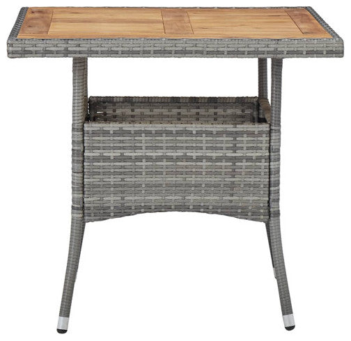 vidaXL Patio Dining Table Patio Table with Storage Solid Acacia Wood PE Rattan