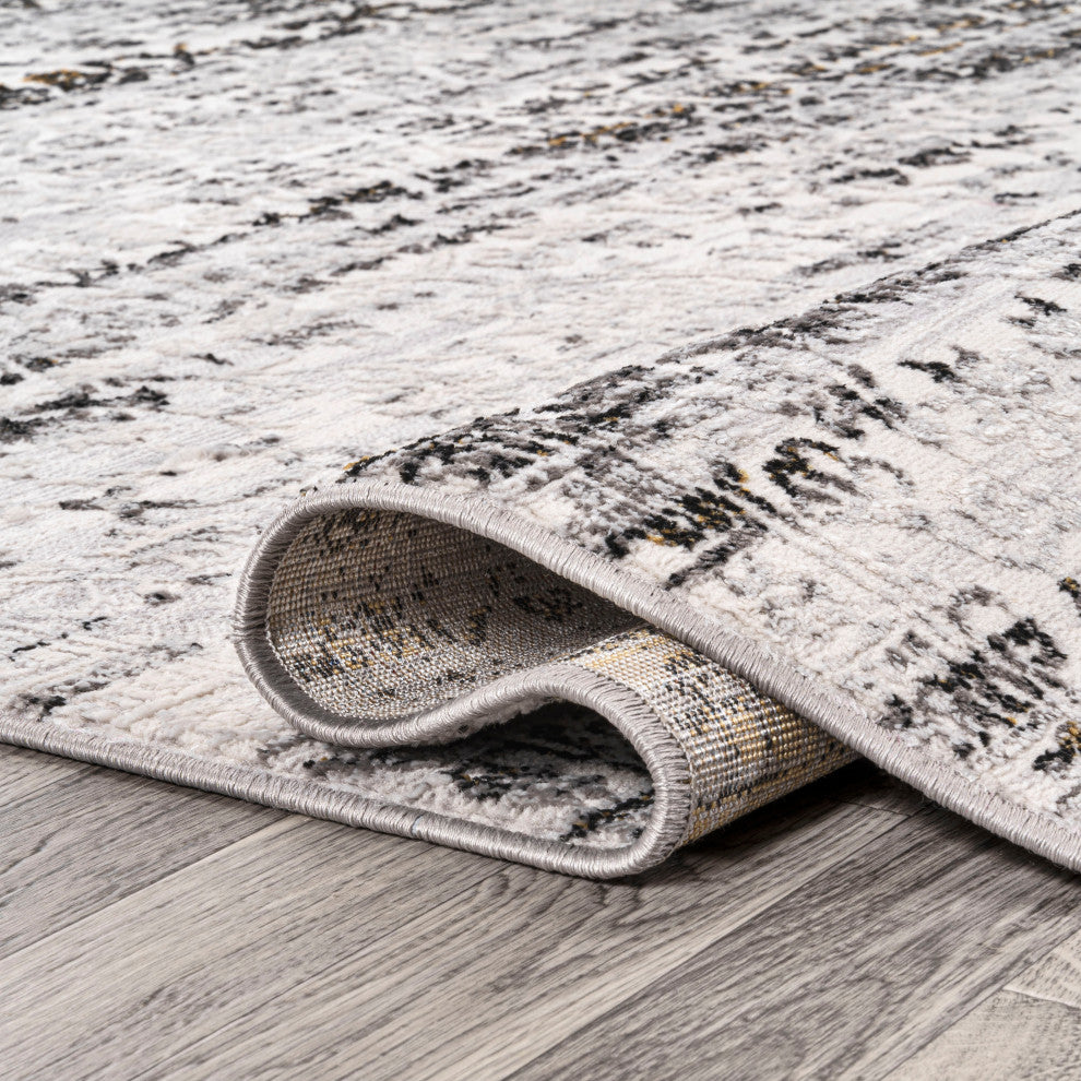 Tidal Modern Strie' Ivory/Black 5 ft. x 8 ft. Area Rug