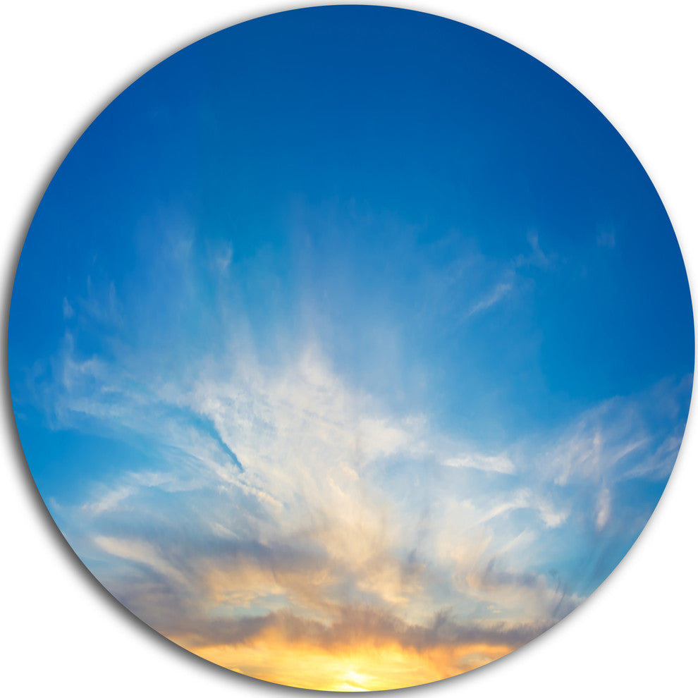 Bright Blue Evening Sky Panorama, Landscape Round Wall Art, 11"