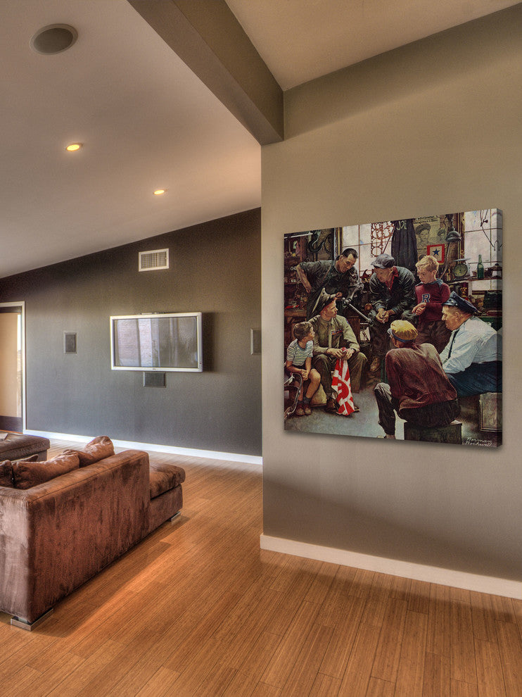 "Homecoming Marine" Painting Print on Canvas by Norman Rockwell