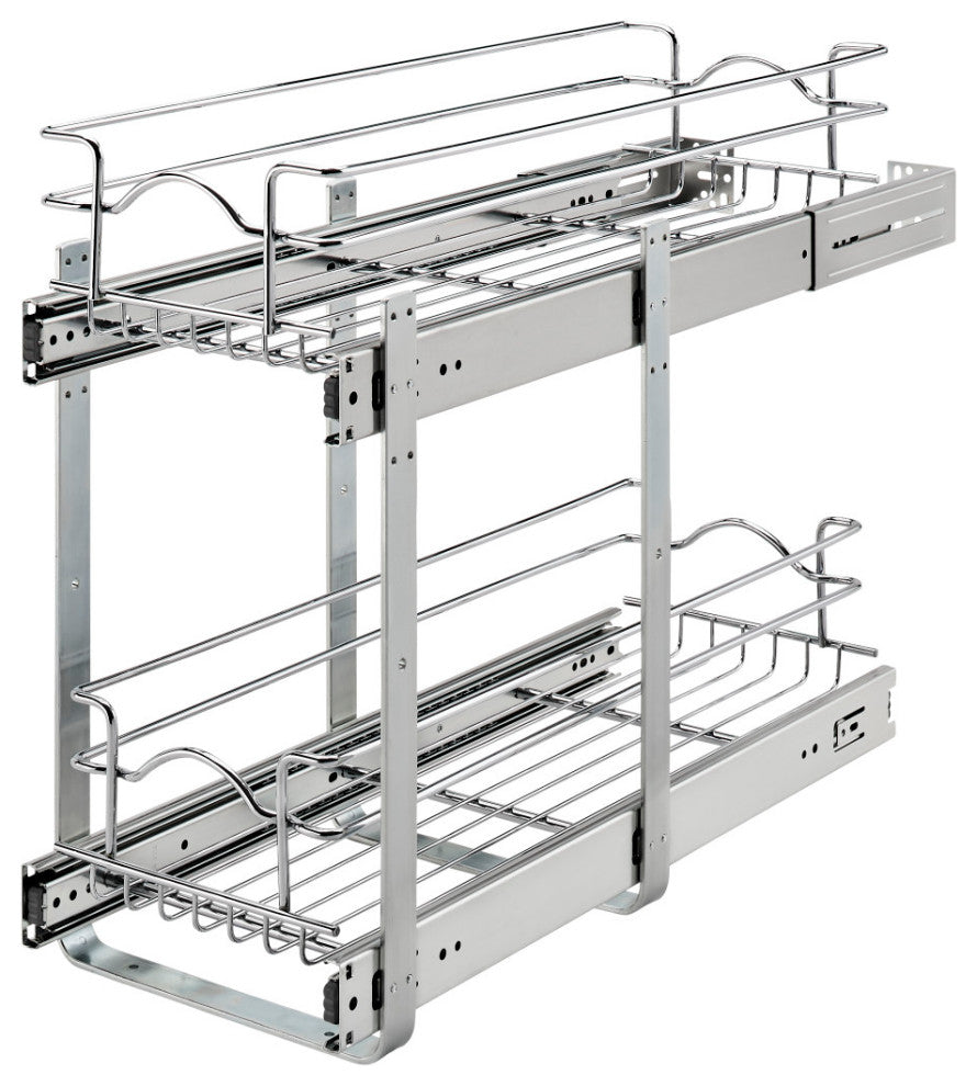 Two-Tier Bottom Mount Pull Out Steel Wire Organizer, 9"