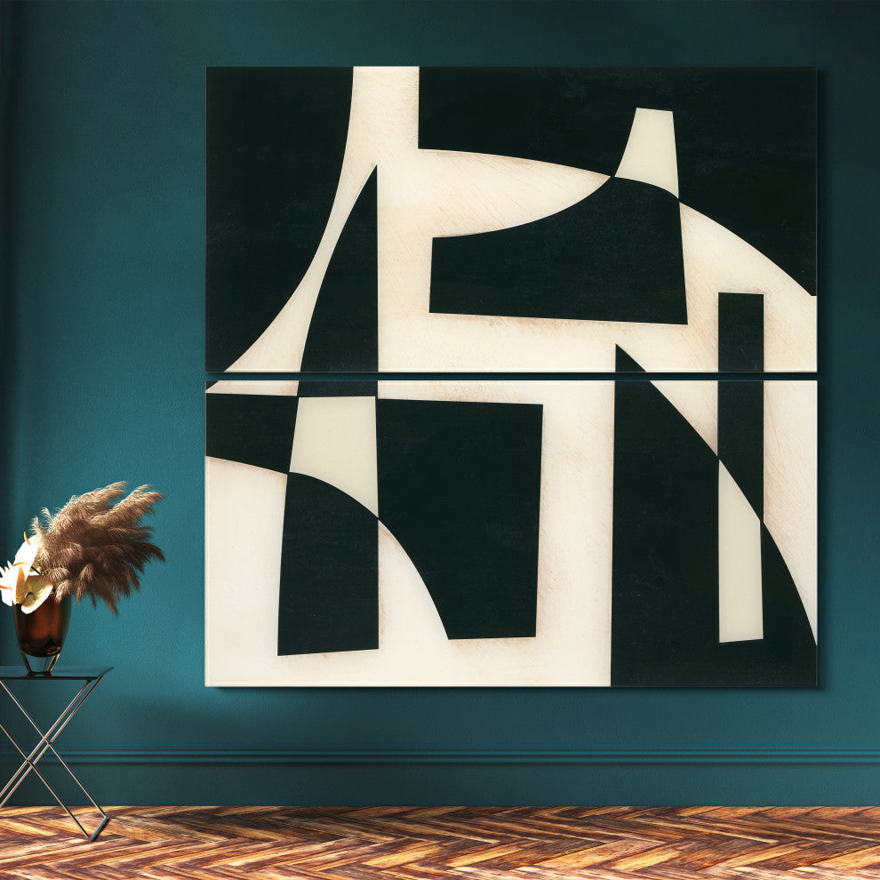 "Onyx Cutout" Oversized 72"x36" Frameless Reverse Printed Tempered Art Glass Set