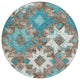Machine Washable Indoor/Outdoor Chantille ACN1879 Teal 8' x 8' Round Rug
