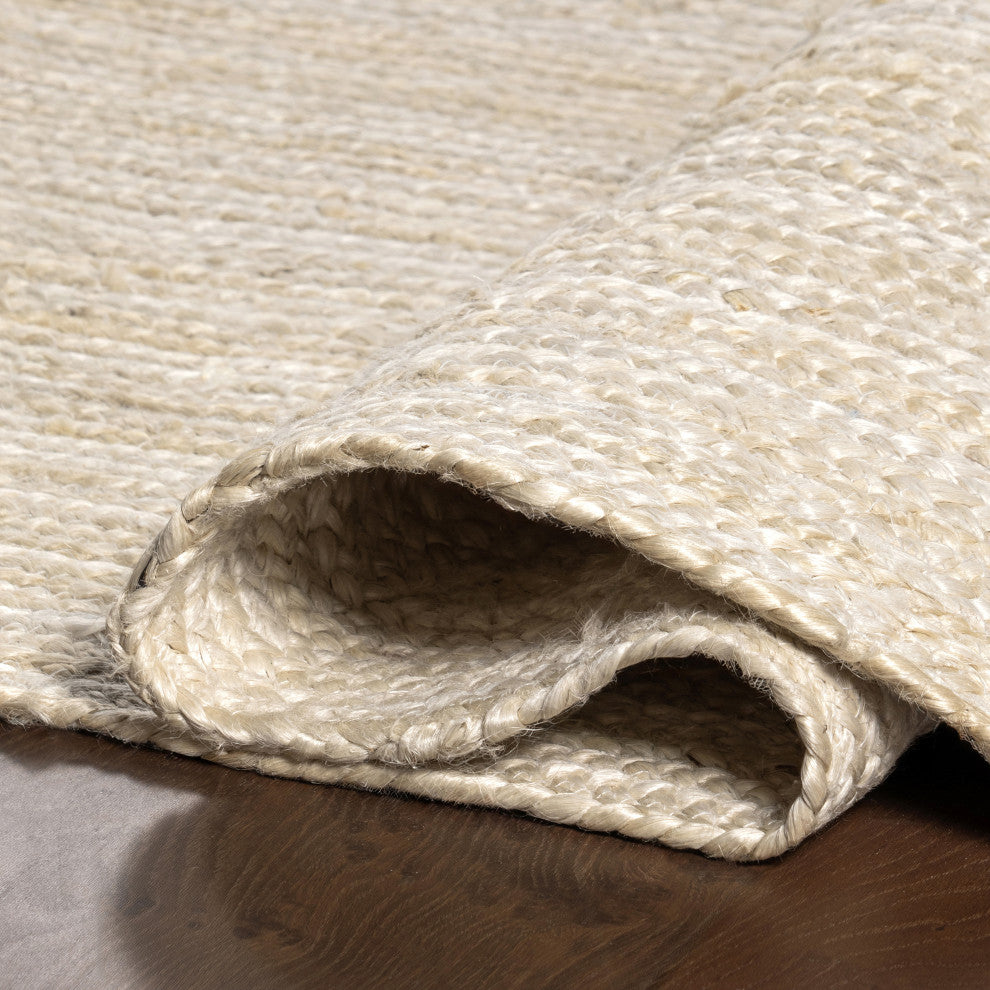 Nuloom Rigo Hand Woven Farmhouse Jute Area Rug, Off White 5'x8'