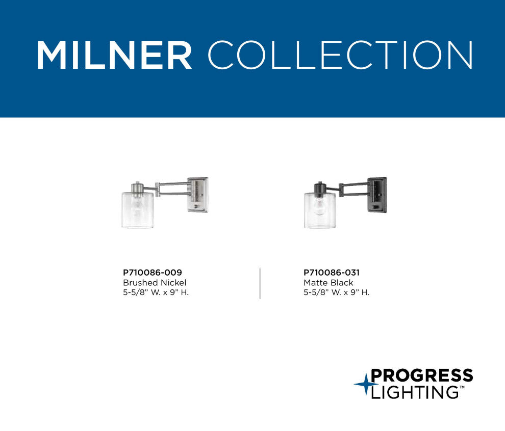 Milner Collection Brushed Nickel Swing Arm Wall Light