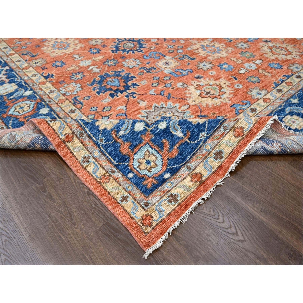 Knockout Orange Mahal Design Wool Hand Knotted Oversized Oriental Rug 12'x17'10"