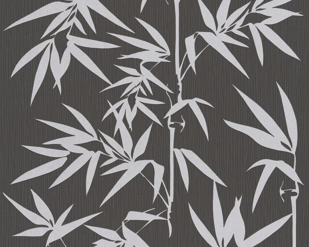 Jette2, Grass Textured Embossed Bamboo Natural Gray Wallpaper Roll