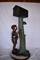 A Boy Standing by His Mailbox Looking at Birds Bronze Statue 25" x 22" x 51"H
