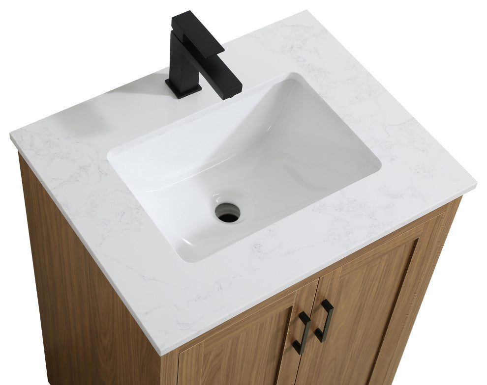 Home Living 24" Single Bathroom Vanity, Walnut Brown