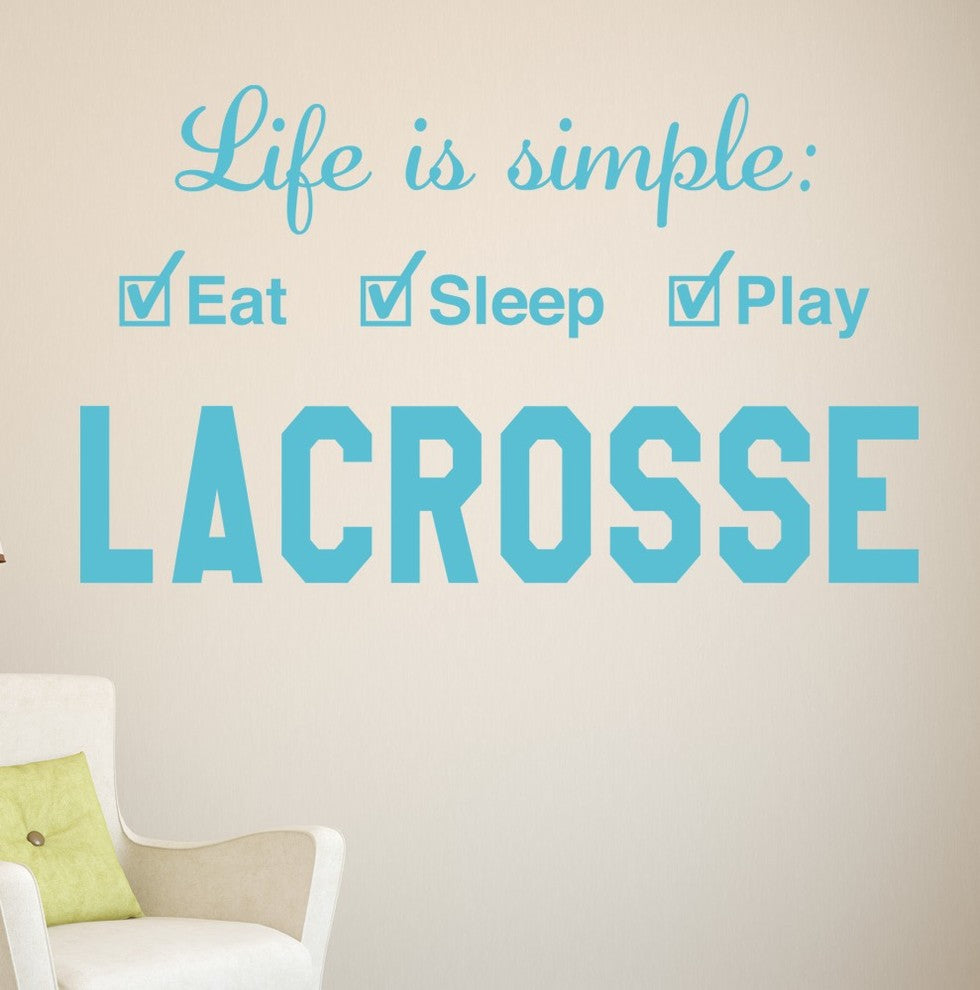 Lacrosse Life Wall Decal is Simple Play Wall Decal, 12", Turquoise