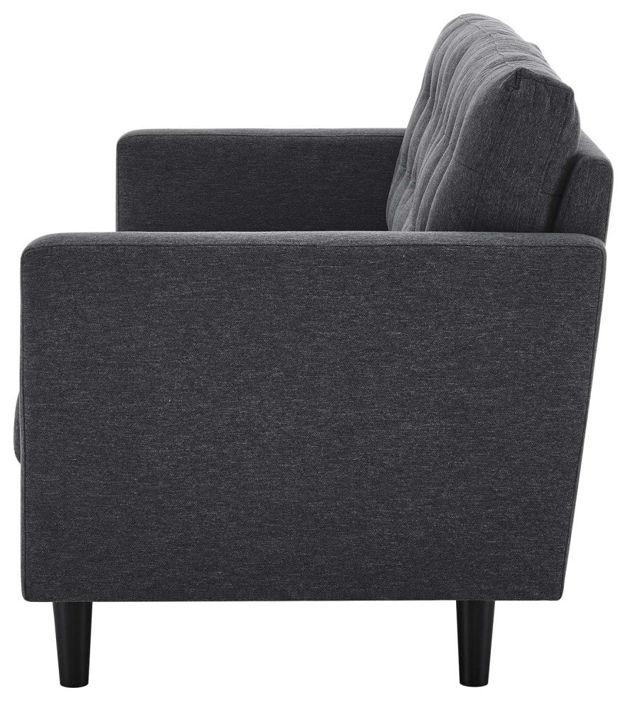 Tufted Sofa, Fabric, Dark Gray, Modern, Living Lounge Hotel Hospitality