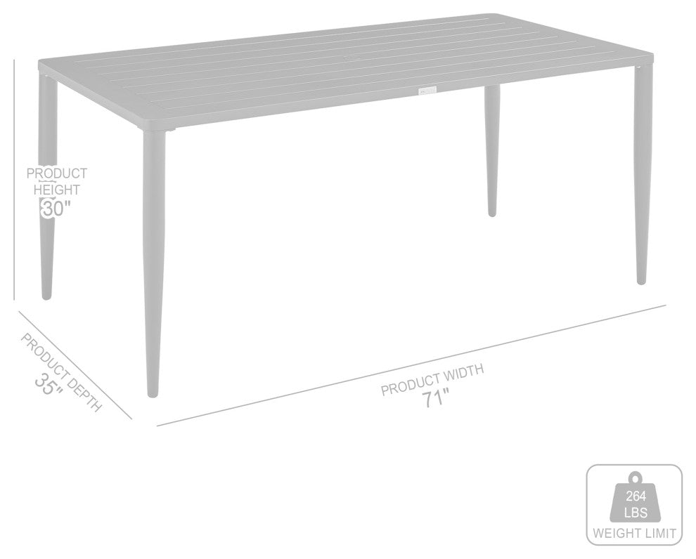 Beowulf Outdoor Patio Dining Table in Aluminum
