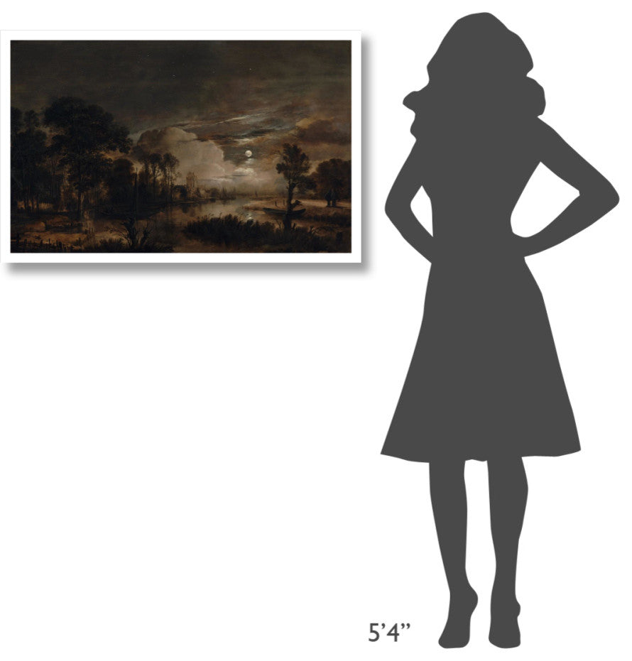 "Moonlit Landscap, New Amstel River and Castle Kostverloren" Paper Art, 38"x25"