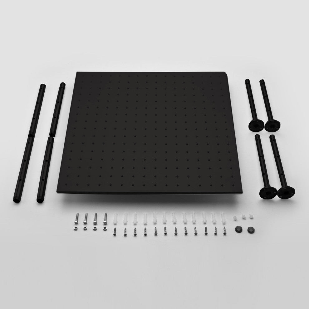 BathSelect 24" Matte Black Square Color Changing LED Rain Shower Head
