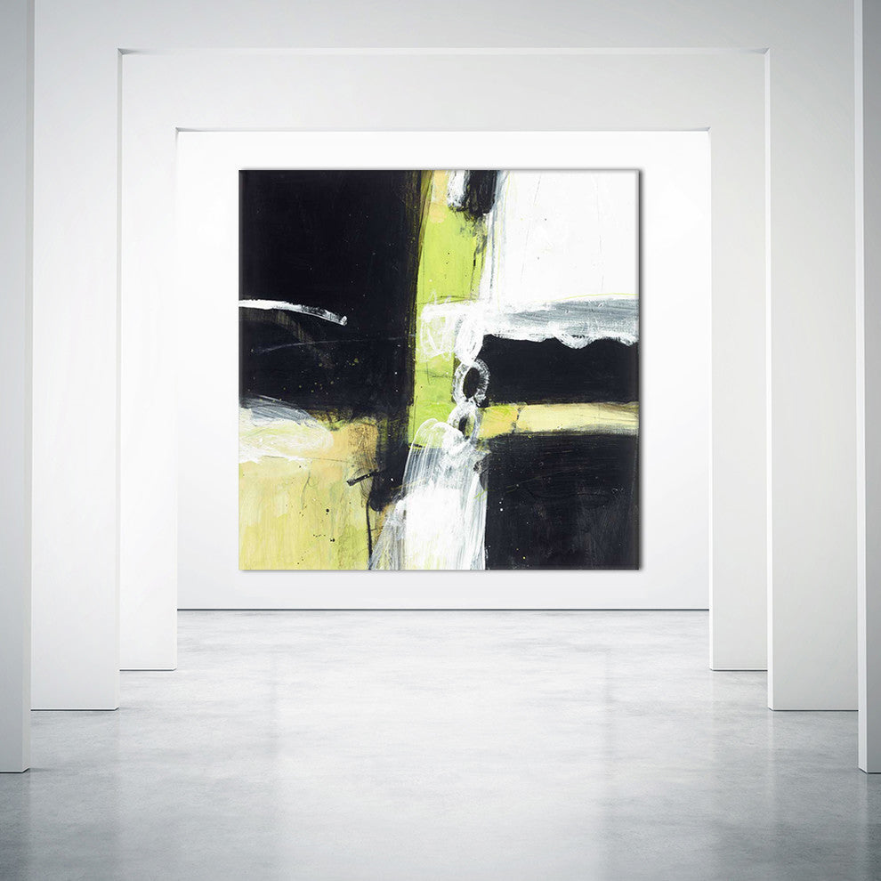 Confluence D Fine Art Giant Canvas Print, Black, Green, 54"X54"