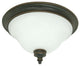 Rustic Bronze and Satin White Glass Flush Ceiling Fixture