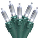 Set of 50 Pure White LED Mini Christmas Lights 4" Spacing - Green Wire