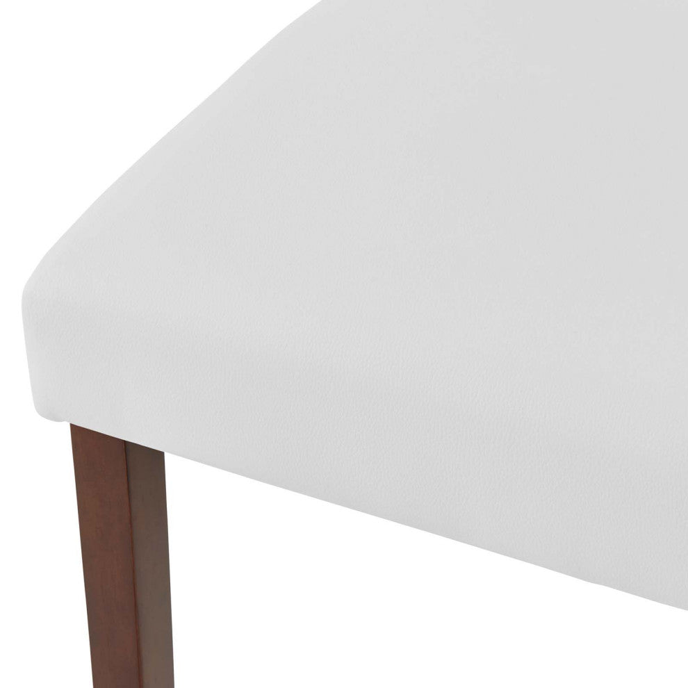 Side Dining Chair, Set of 2, Faux Leather, Wood, White, Cafe Bistro Restaurant