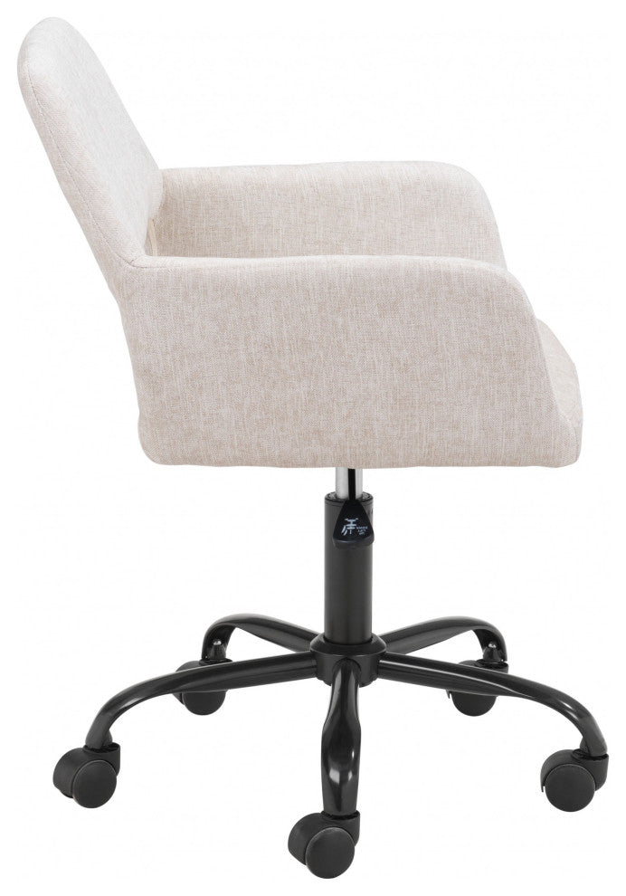 Beige Linen Look Rolling Office Chair